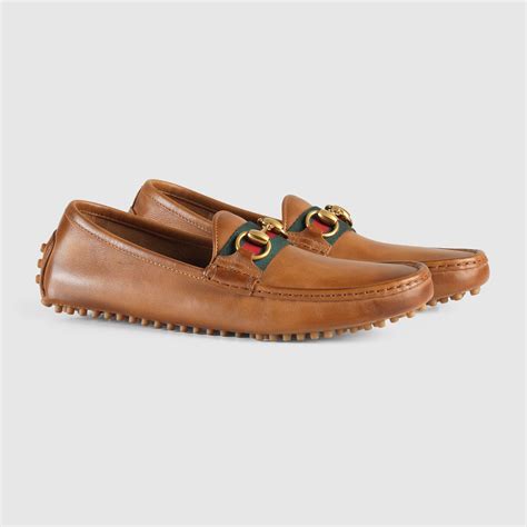 gucci leather bit driving moccasin|Gucci leather driver with web.